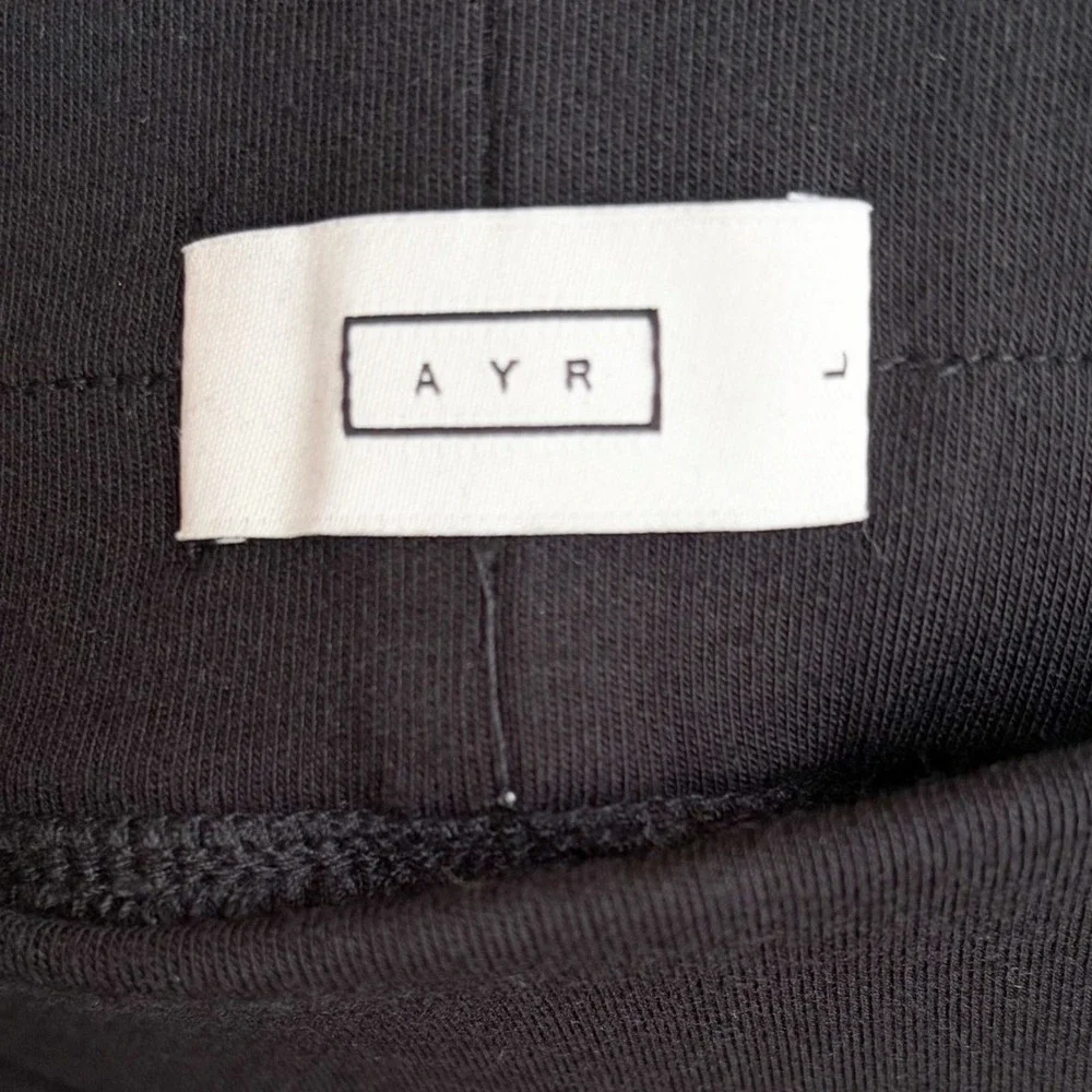 AYR The High Hopes Pants Black Wide Leg Pima Cotton Blend Size Large - Picture 4 of 6